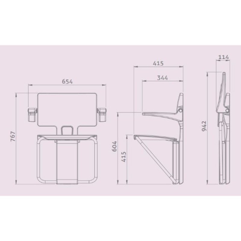 Impey Slimfold Modern Stainless Steel Shower Seat - Sandstone - SFS250WSS