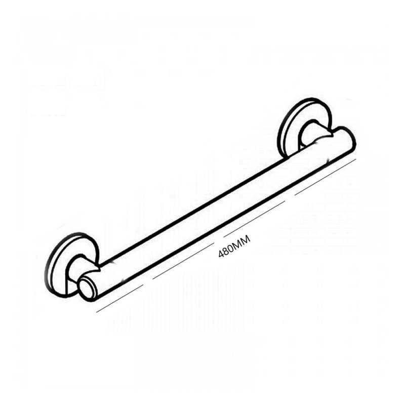 Impey Stainless Steel Wall Mounted Straight Grab Rail 480mm Wide - Chrome - SSGR480