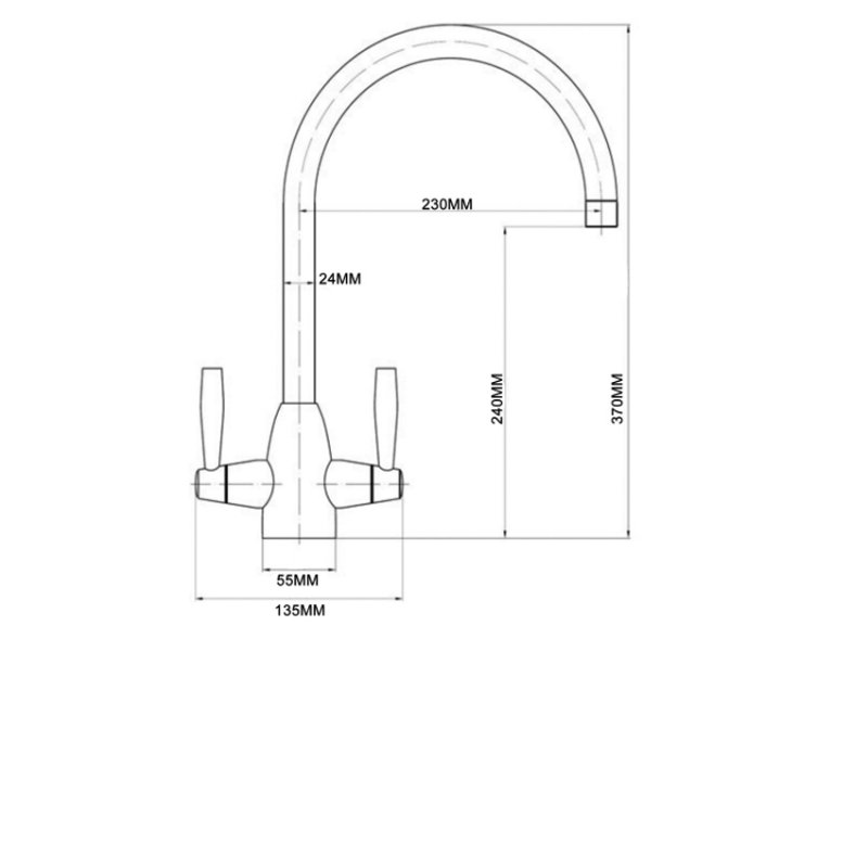 JTP Blink Mono Dual Handle Kitchen Sink Mixer Tap - Chrome - BL182