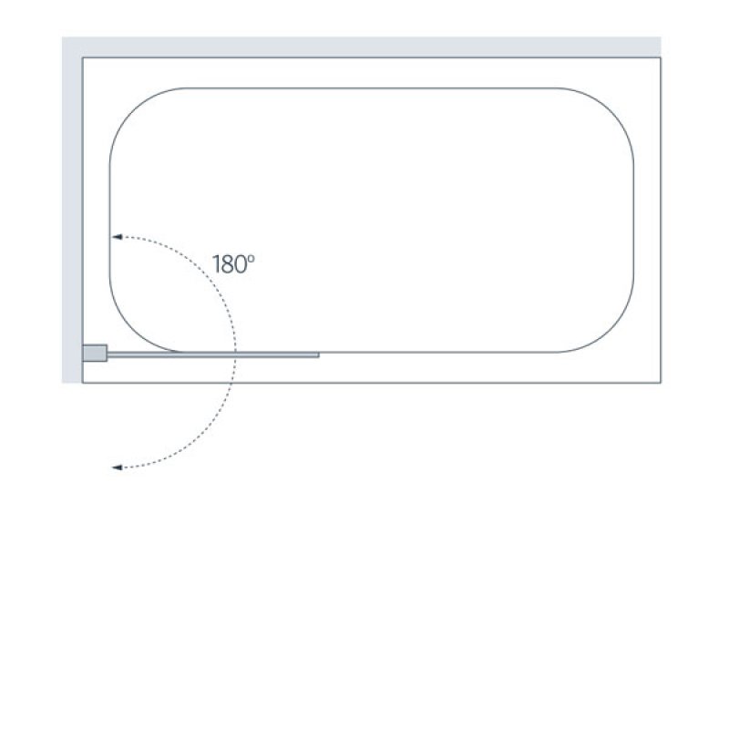 Lakes Classic Curved 800mm x 1400mm Hinged Bath Screen Silver Frame - 6mm Clear Glass - SS10W