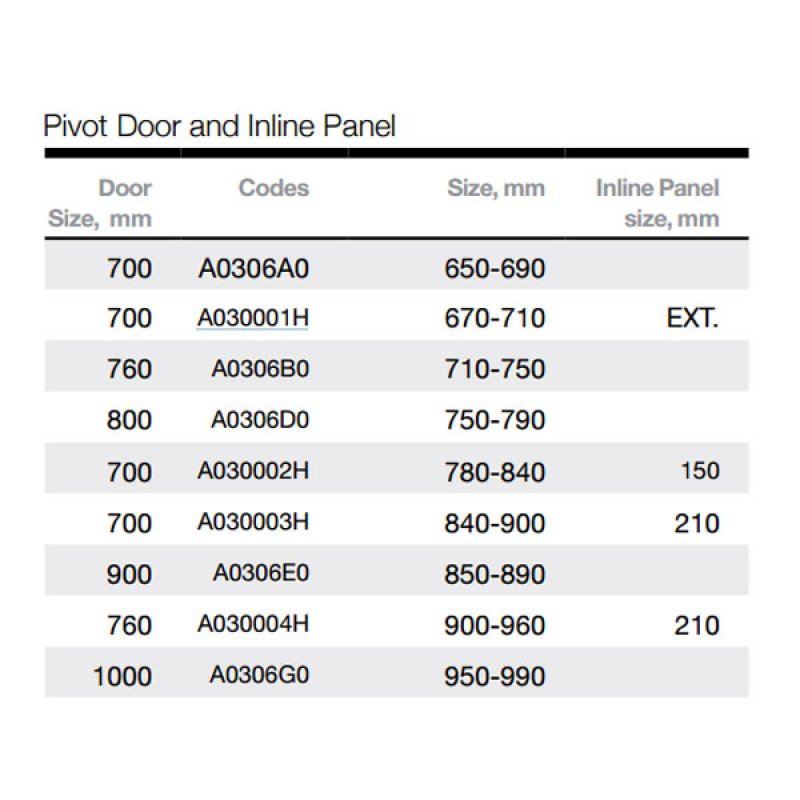 Merlyn Ionic Express 670mm-710mm Wide Pivot Shower Door - 6mm Glass - Chrome - A030001H