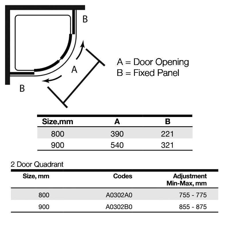 Merlyn Ionic Express 2 Door Quadrant Shower Enclosure 900mm - A0302B0