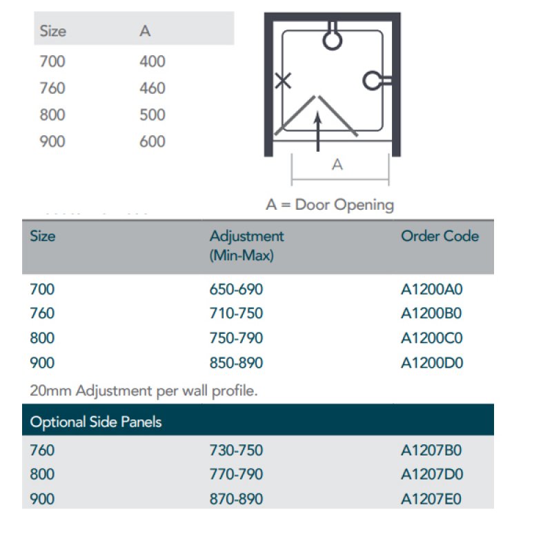Merlyn Ionic Source Bi-Fold Shower Door 760mm Wide - 4mm Glass - A1200B0
