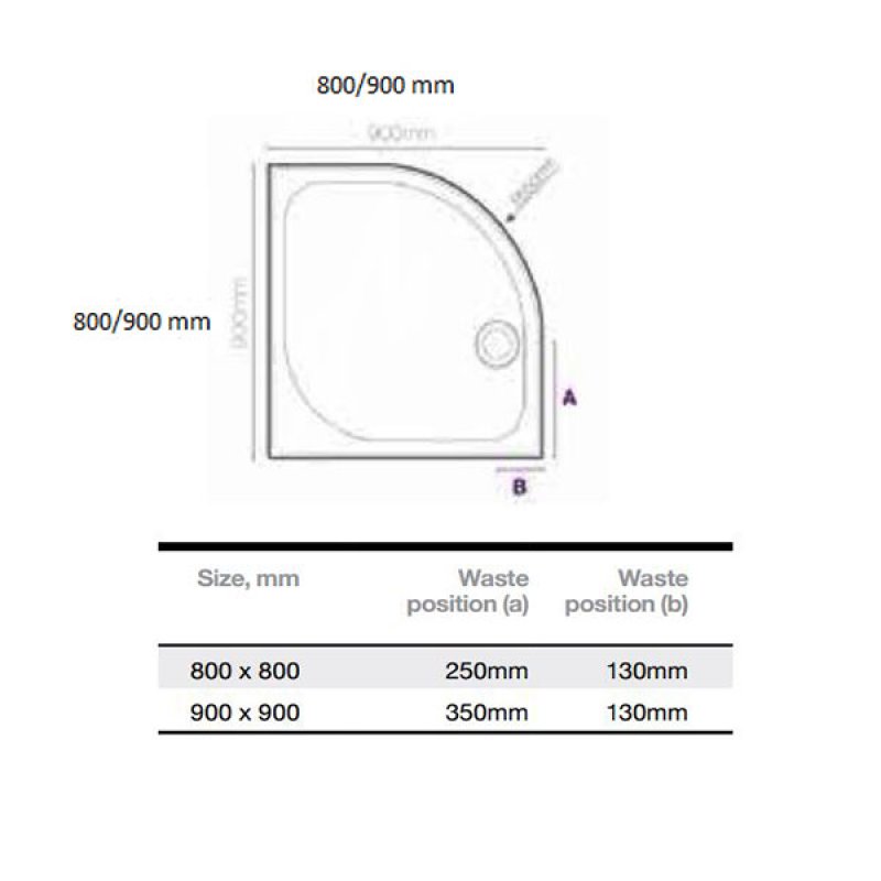 Merlyn Ionic Touchstone Quadrant Shower Tray 900mm x 900mm - White - S90QTO