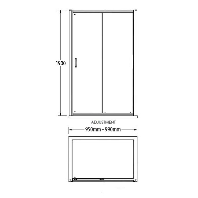 Merlyn Mbox 1000mm Wide Sliding Shower Door - 6mm Clear Glass - MBS1000 - 1000mmx1900mm