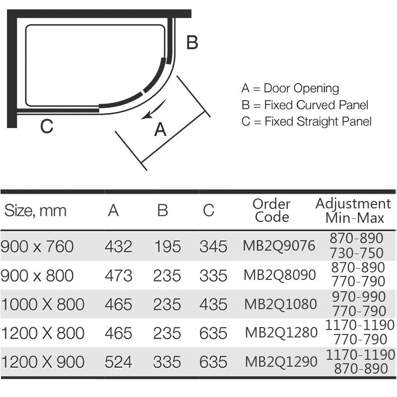 Merlyn Mbox 1000mm x 800mm Double Offset Quadrant Shower Enclosure - 6mm Glass - MB2Q1080 - 1000mmx1900mmx800mm
