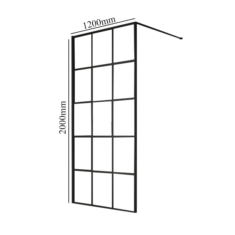Merlyn Black 1200mm Wide Squared Showerwall 8mm Glass - Excluding Tray - BLKFSWCTL120
