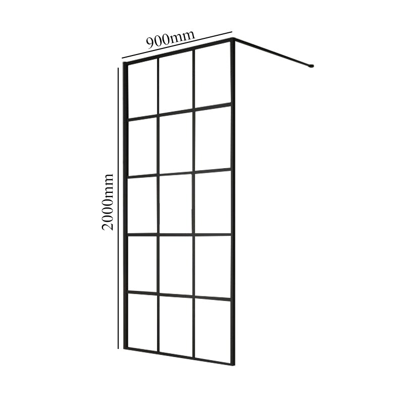 Merlyn Black 900mm Wide Squared Showerwall 8mm Glass - Excluding Tray - BLKFSWCTL90