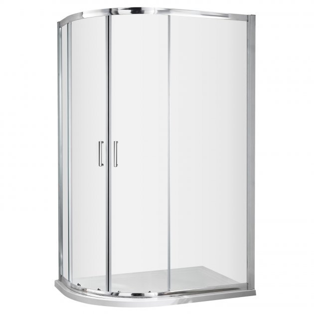 Nuie Ella Offset 5mm Glass Quadrant Shower Enclosure with Square Handle 1200mm x 800mm - Clear - ERQ128H5 - 1200mmx1850mmx800mm