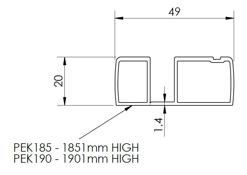 Hudson Reed Profile Extension Kit 1900mm - Matt Black - PEK190BP - 20mmx1900mmx49mm