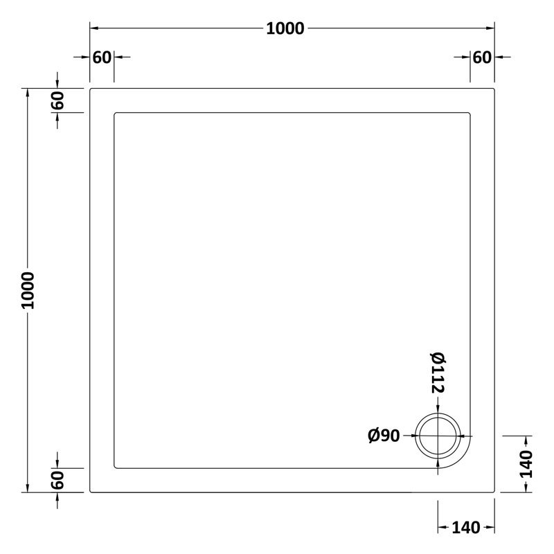Nuie Shower Trays White Contemporary Square Tray 1000x1000mm - NTP015 - 1000mmx40mmx1000mm