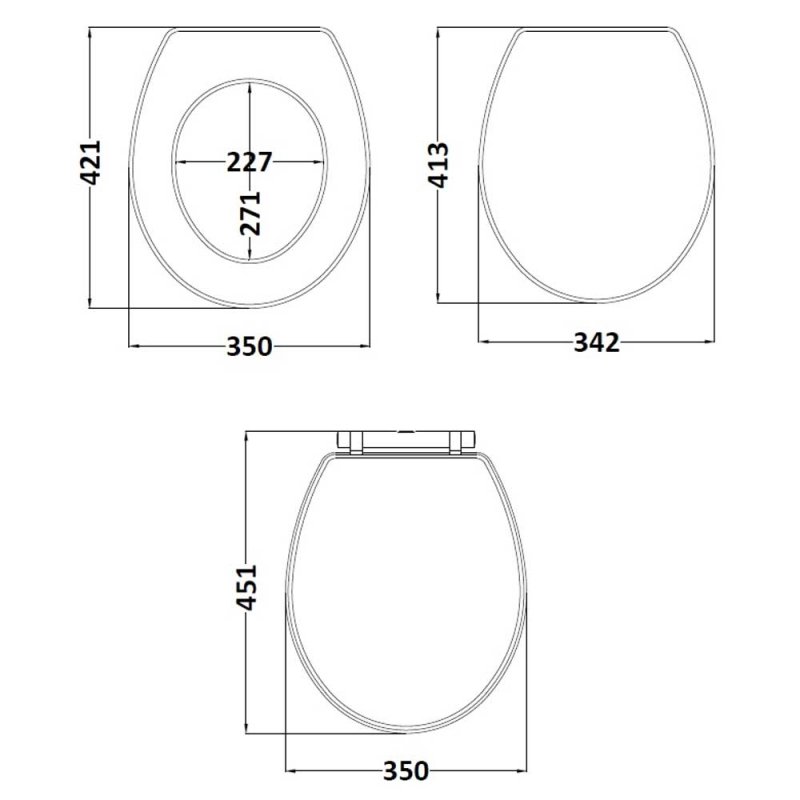 Nuie York Stone Grey Traditional Toilet Seat - OLF299 - 350mmx60mm