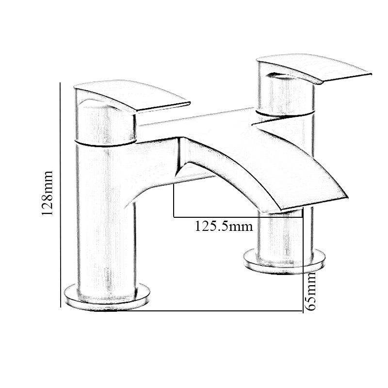 RAK Modern Curve Pillar Mounted Bath Filler Tap  - Black - RAKCRV3004B - 180mmx128mmx105.5mm