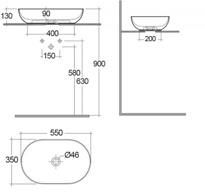RAK Feeling Modern Oval Countertop Wash Basin 550mm Wide - Matt Cappuccino - FEECT5500514A - 550mmx130mmx350mm