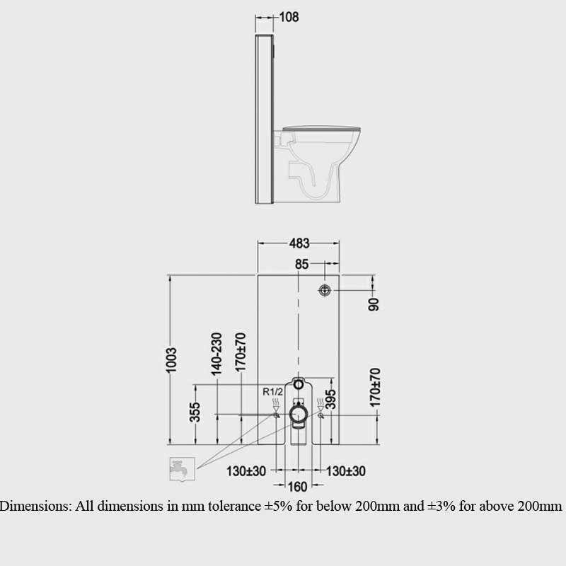 RAK Obelisk Modern Wall Hung Toilet Pan Cistern Cabinet - White  - FS04RAKCABWHT - 483mmx1003mmx108mm