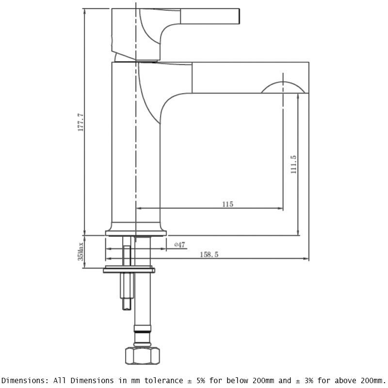 RAK Sorrento Modern Basin Mixer Tap Without Waste - Brushed Nickel - RAKSOR3001N - 115mmx178mmx111.5mm