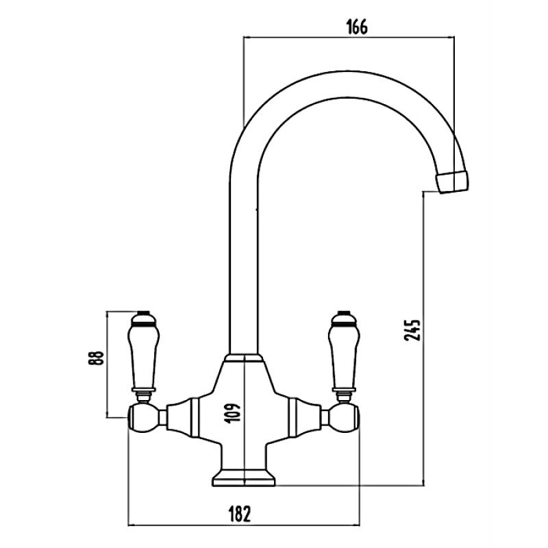 Sagittarius Canterbury Traditional Dual Handle Mono Kitchen Sink Mixer Tap - Chrome - CO/552/C - 182mm