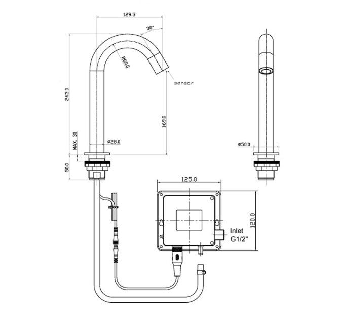 JTP Sensor Basin Mixer - Brushed Brass - 230149BBR
