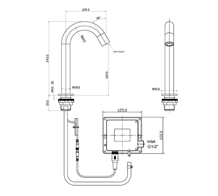 JTP Sensor Basin Mixer - Matt Black - 280149MB