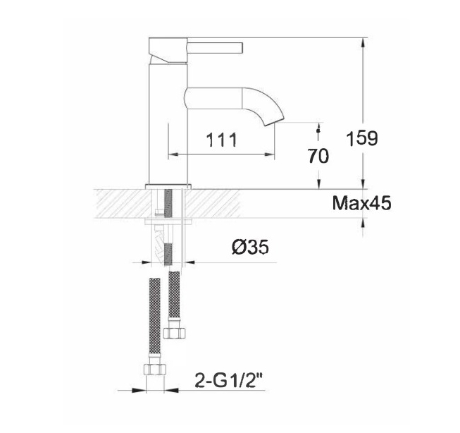 JTP Florence Single Lever Basin Mixer Designer Handle - Chrome - DH15008A