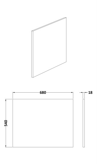 Nuie Square Showerbath End Panel 700mm - Anthracite Woodgrain - MPD531N - 700mmx520mmx18mm