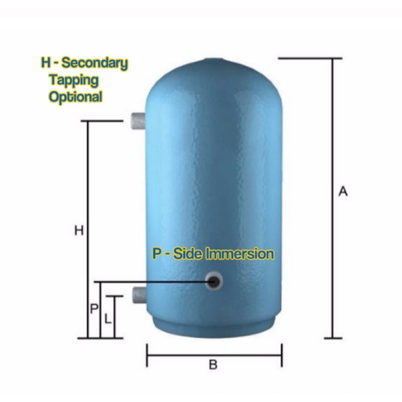 Telford Standard Copper 1800mm x 450mm Direct Vented Hot Water Cylinder Side Immersion 247 Litre - Blue - B3D18045VF