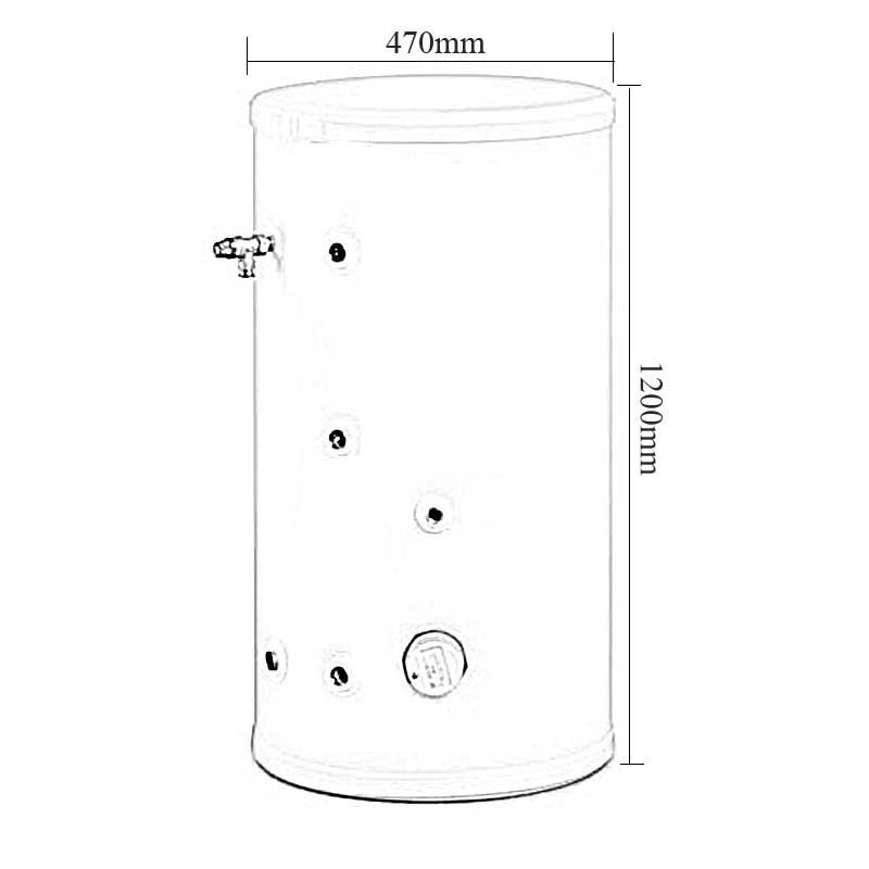 Telford Tempest Slimline Stainless Steel 1200mm x 470mm Indirect Unvented Hot Water Cylinder - 150 Litre - White - TSMI150SL