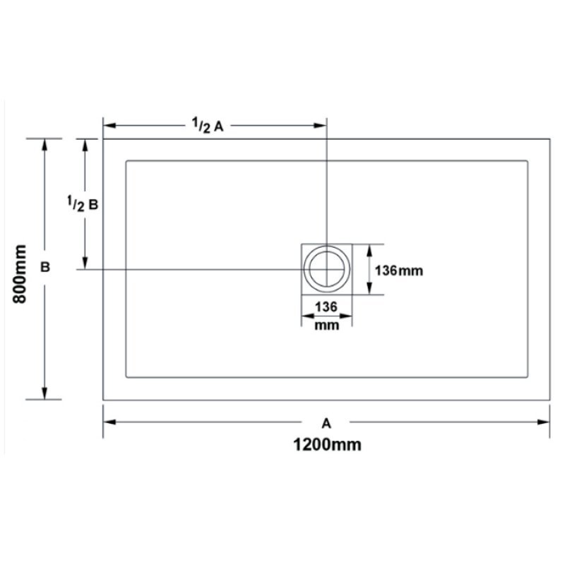 April Waifer Modern Anti-Slip Surface Slate Effect Rectangular Shower Tray 1200mm x 800mm - White - 559/000