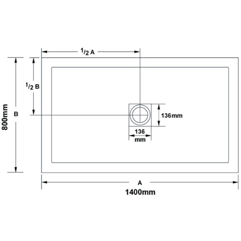 April Waifer Modern Anti-Slip Surface Slate Effect Rectangular Shower Tray 1400mm x 800mm - White - 563/000
