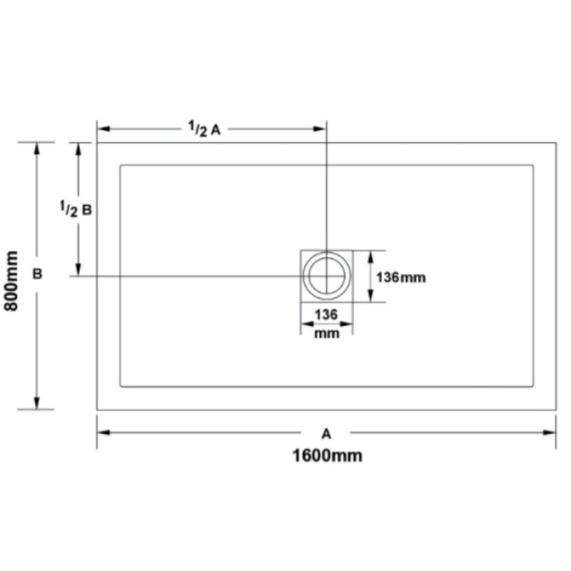 April Waifer Modern Anti-Slip Surface Slate Effect Rectangular Shower Tray 1600mm x 800mm - White - 571/000