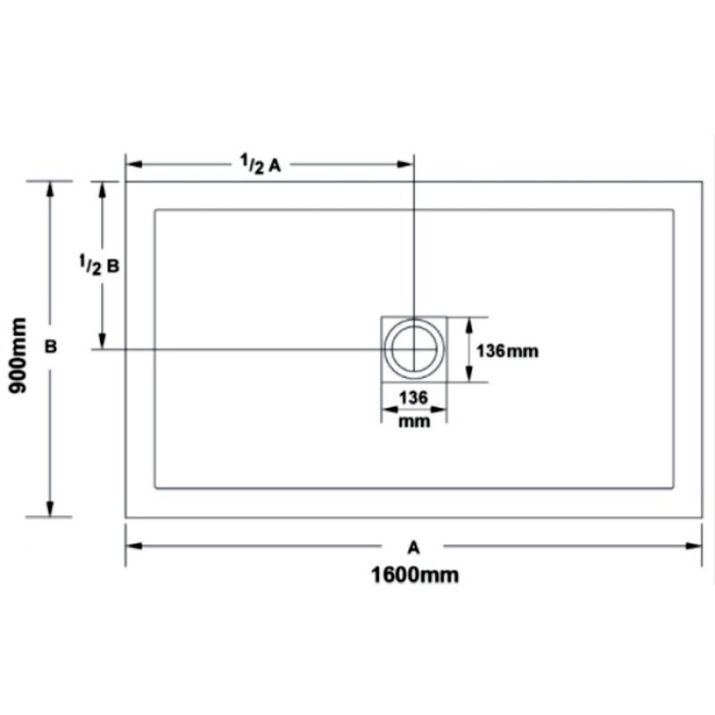 April Waifer Modern Rectangular Shower Tray 1600mm x 900mm - White Slate Effect - White - 572/000