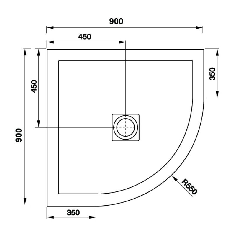 April Waifer Modern Anti-Slip Surface Quadrant Shower Tray 900mm x 900mm - Black - 586/999
