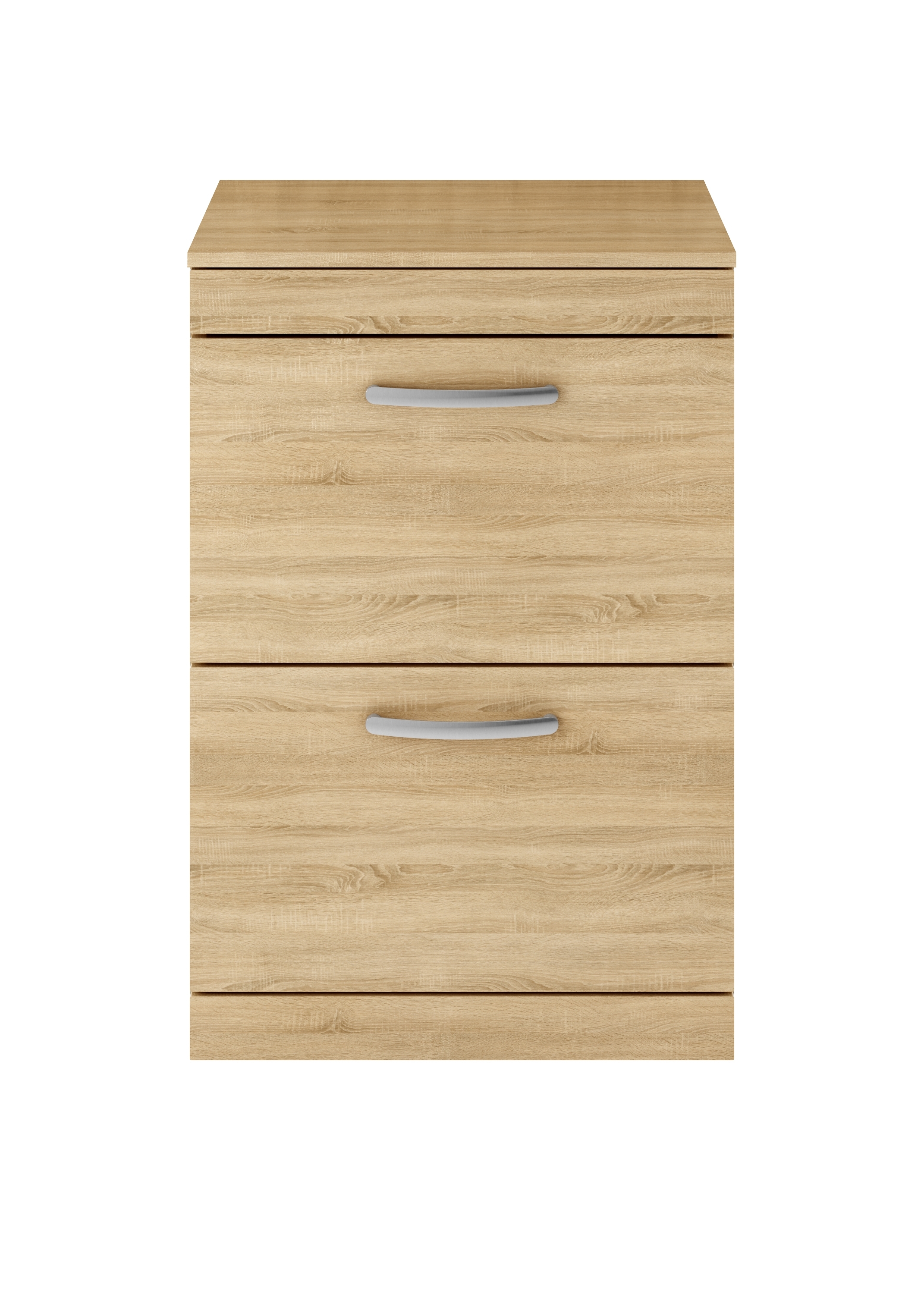 Nuie 2-Drawer Athena Floor Standing Vanity Unit and Worktop 600mm Wide - Natural Oak - ATH031W 