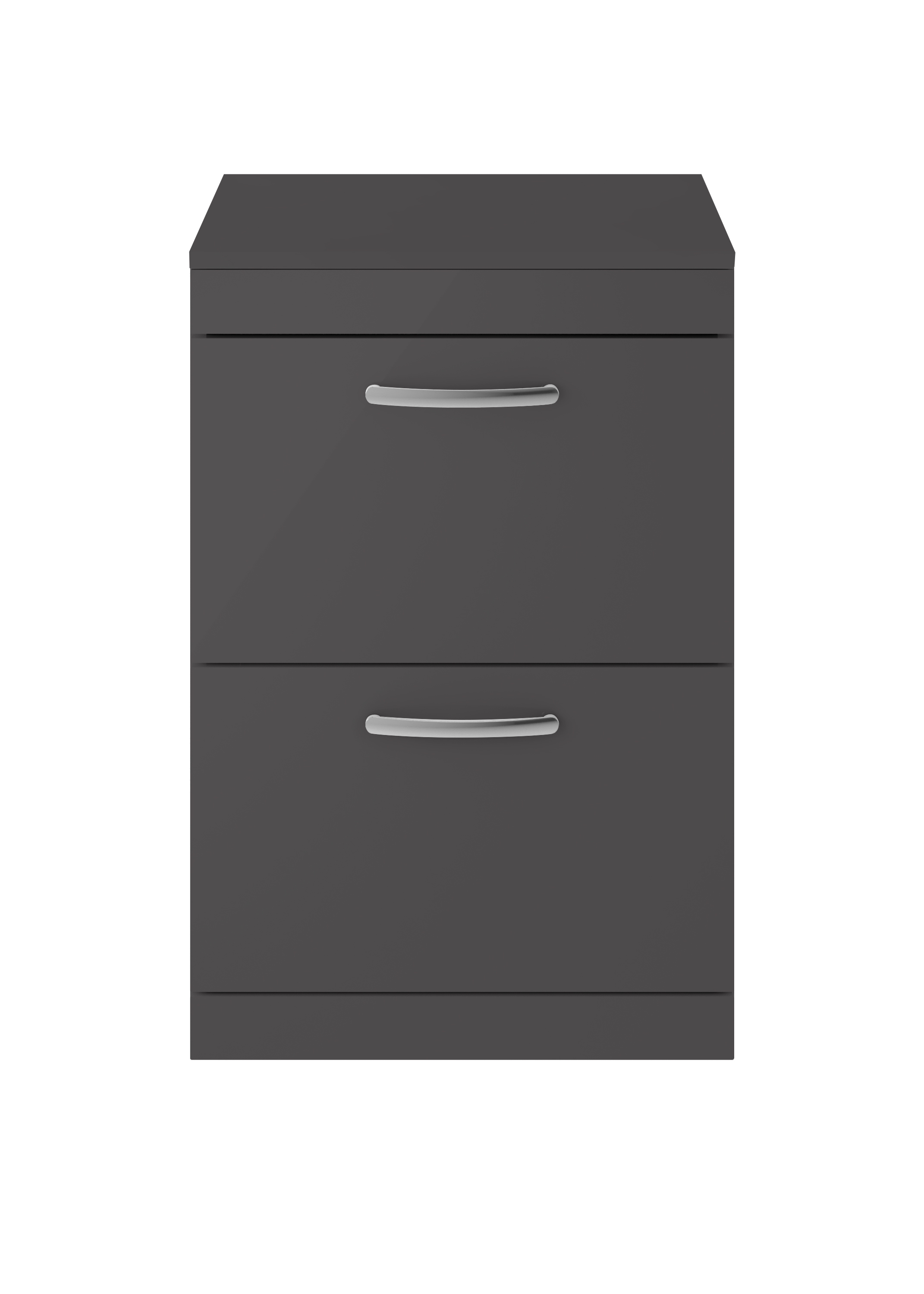 Nuie 2-Drawer Athena Floor Standing Vanity Unit and Worktop 600mm Wide - Gloss Grey - ATH076W 