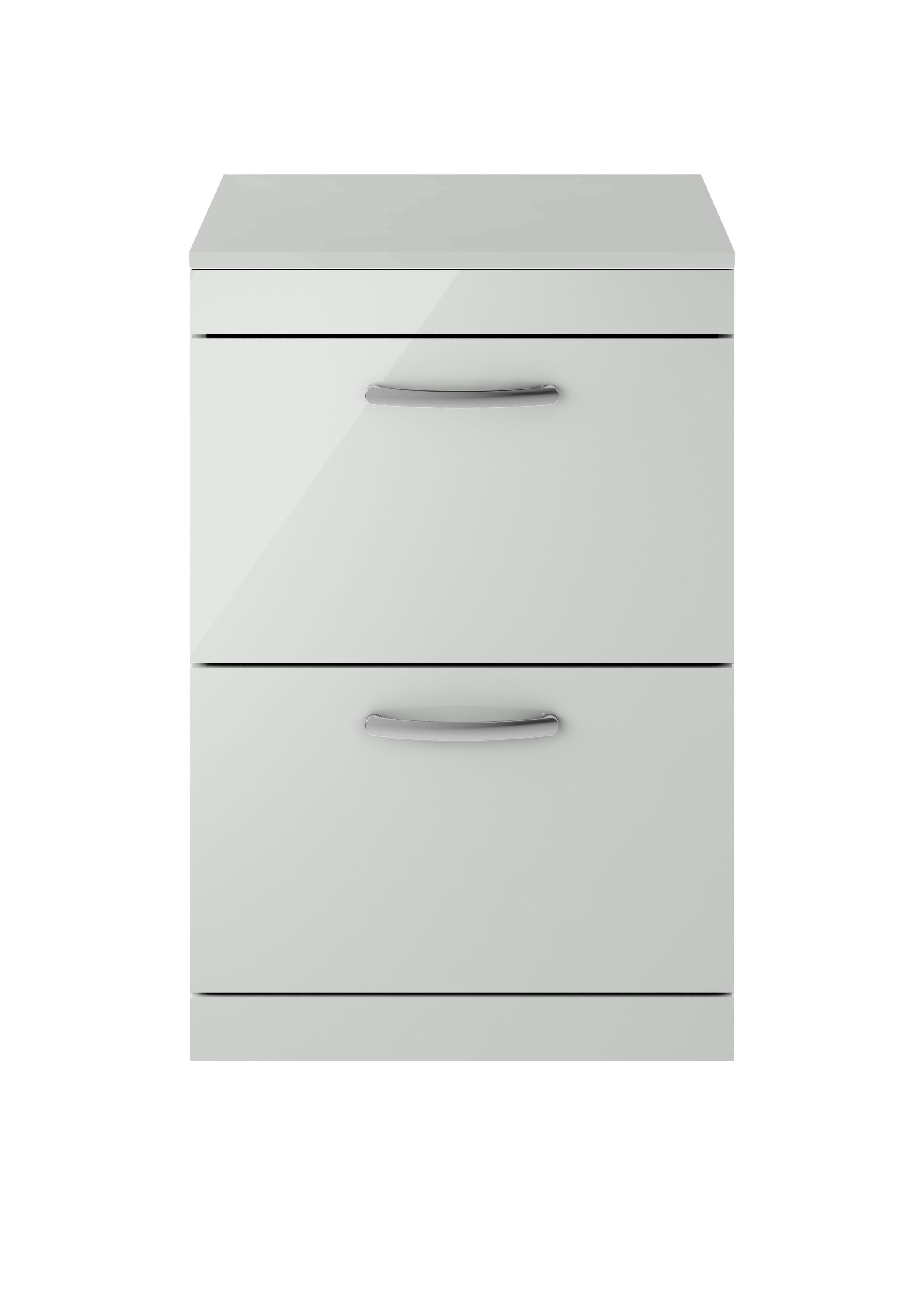 Nuie Athena Gloss Grey Mist Contemporary 600mm Floor Standing Cabinet & Worktop - ATH108W 