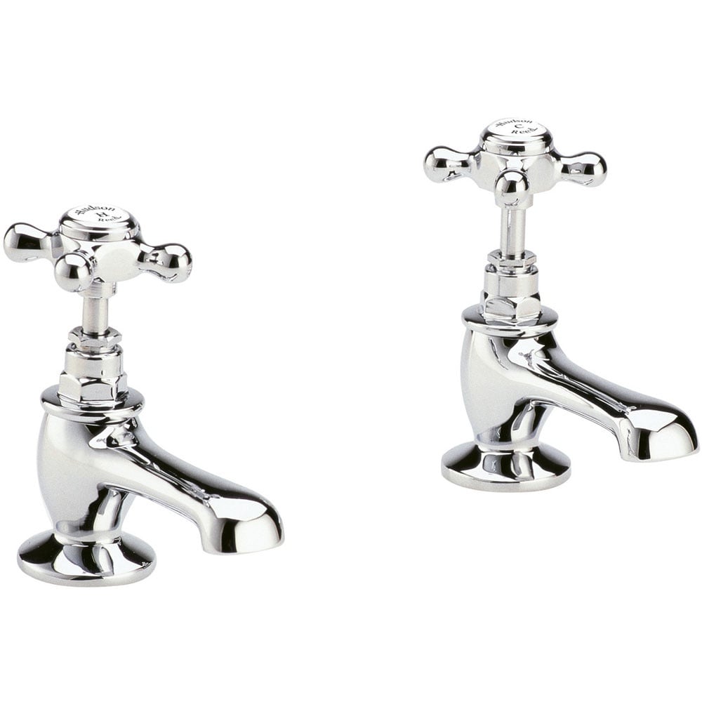 Hudson Reed White Topaz With Crosshead Basin Taps - BC301HX 