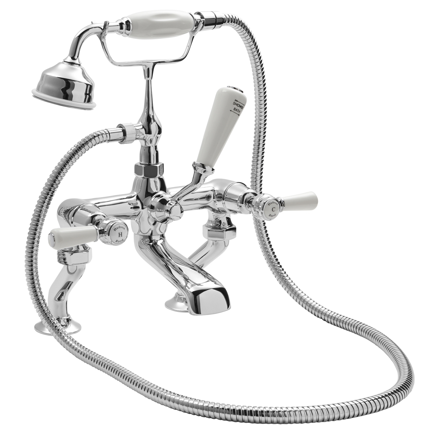 Hudson Reed Traditional Pillar Mounted Topaz Lever Bath Shower Mixer Tap - Chrome - BC304DL 