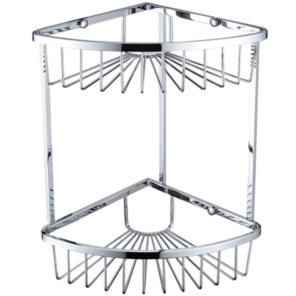 Bristan Wall Mounted Two Tier Corner Fixed Wire Basket - Chrome - COMP BASK06 C 