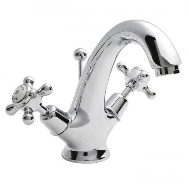 Hudson Reed Topaz Dome Dual Handle Mono Basin Mixer Tap with Pop Up Waste - Chrome - BC305DX 