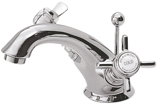 Nuie Dual Handle Luxury Beaumont Mono Basin Mixer Tap with Pop Up Waste - Chrome - I305X 