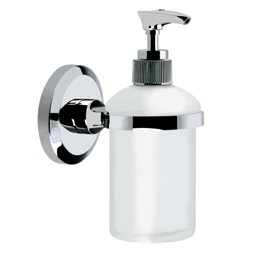 Bristan Solo Wall Mounted Frosted Glass Soap Dispenser Chrome Plated 