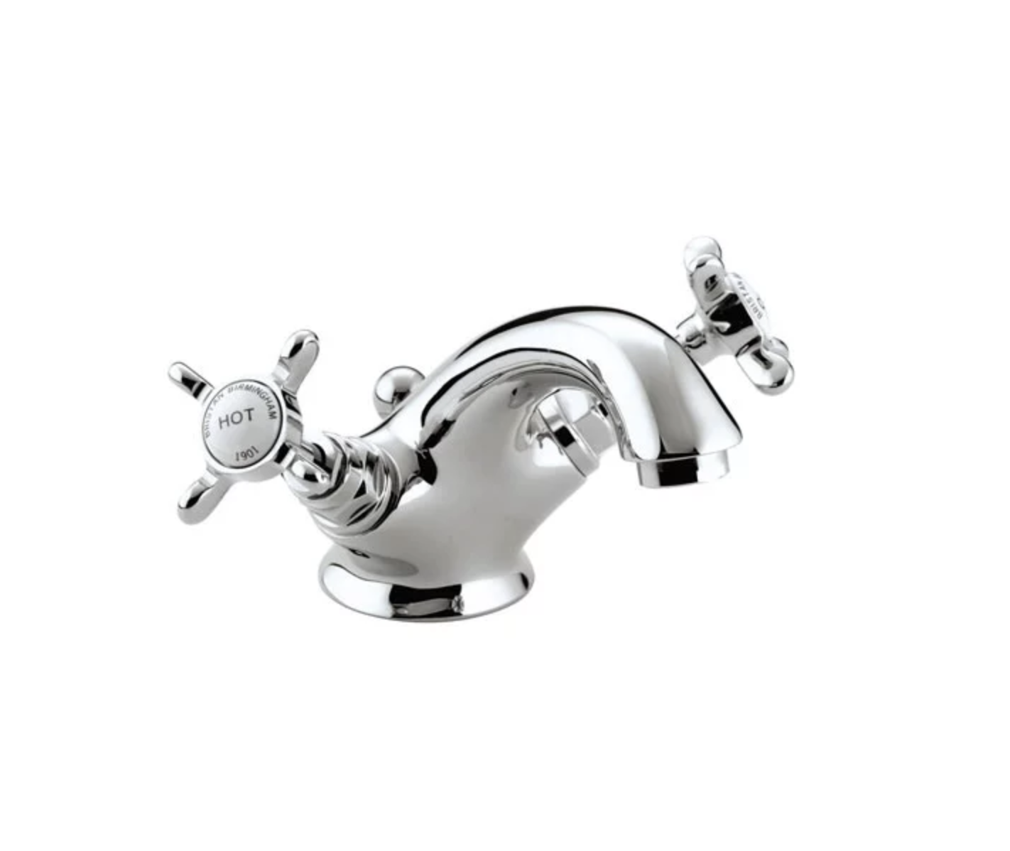Bristan 1901 Traditional Pop Up Waste Basin Mixer Tap with Ceramic Disc Valves - Chrome 